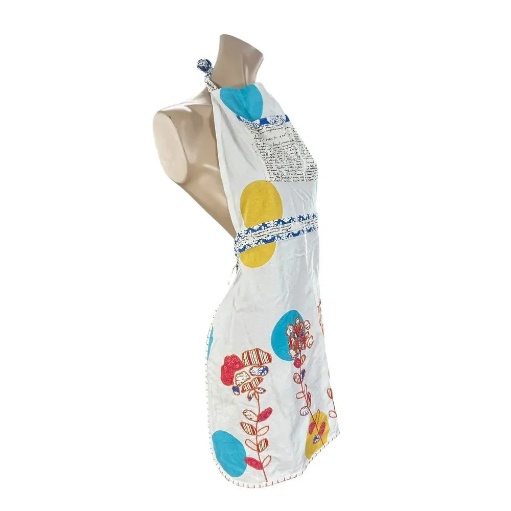 Anthropologie Home Cotton Halter Apron Floral Polka Dot Kitchen Cooking NWT